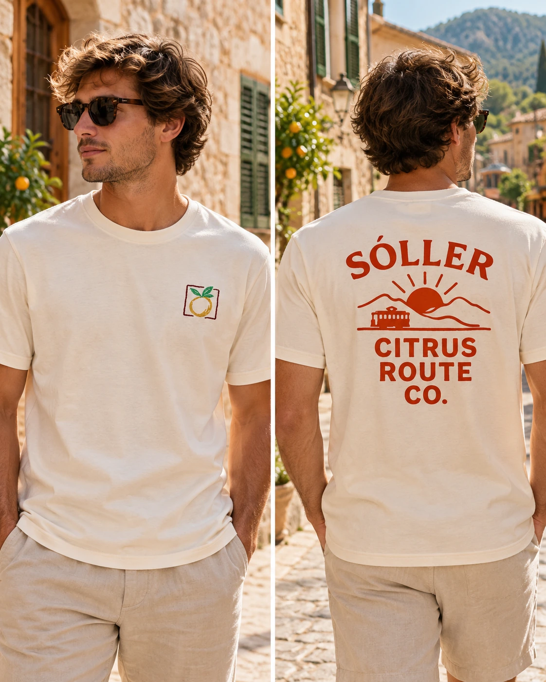Editorial interpretation of Natural Raw, worn on a street in Sóller